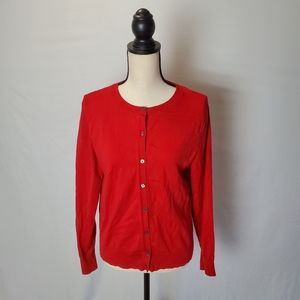 BANANA REPUBLIC red cotton blend button cardigan M